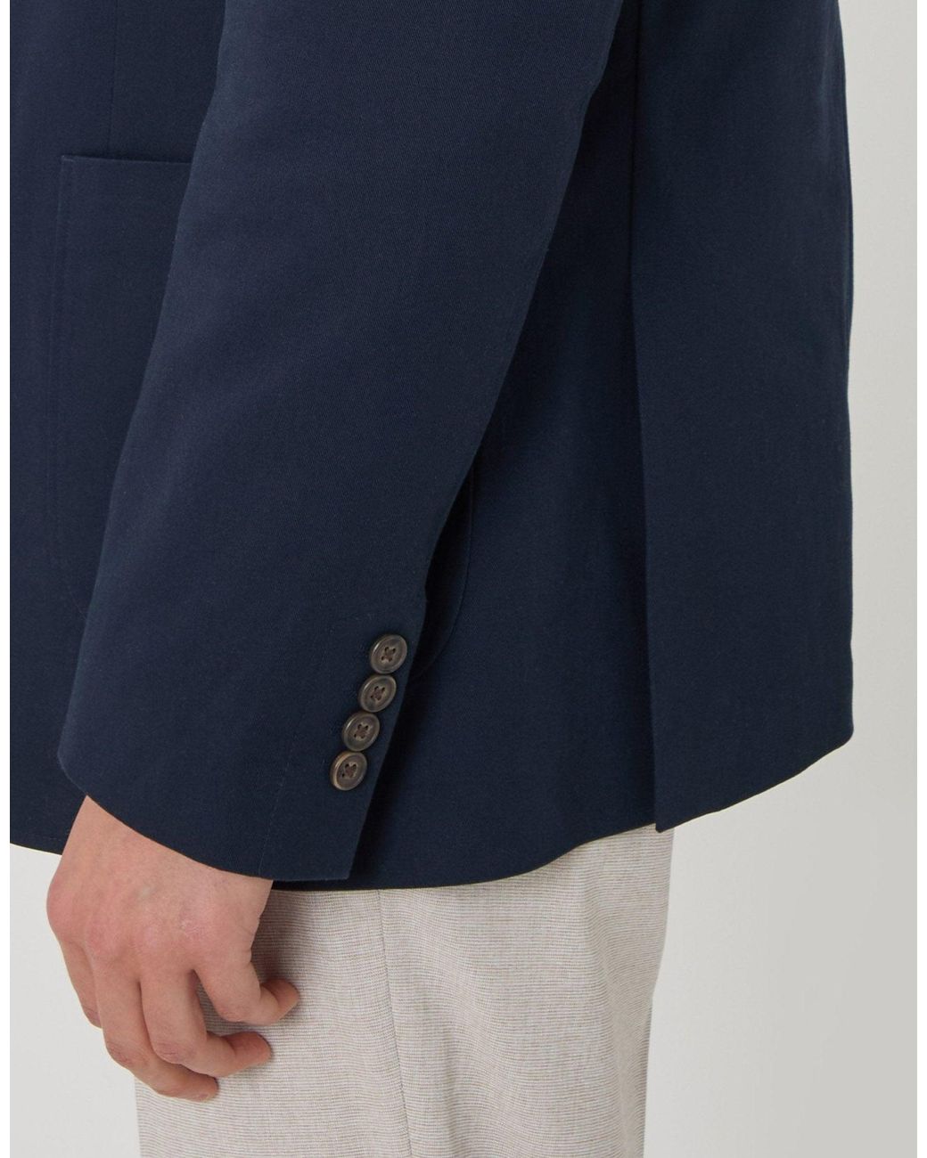 Threadbare Blue Tailored Fit Cotton Blazer for men