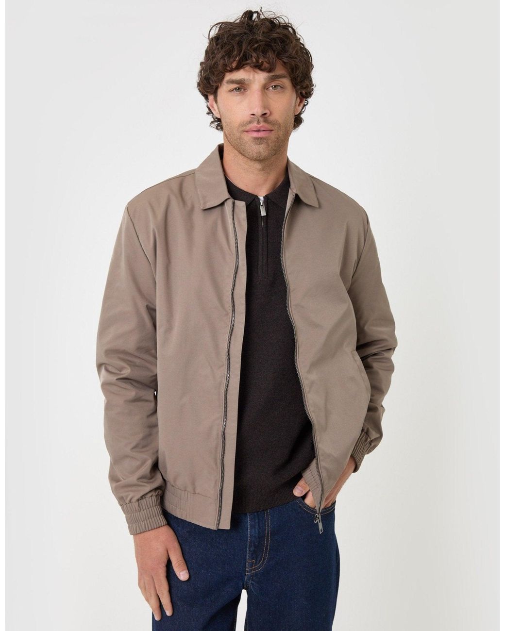 Threadbare Gray Showerproof Canvas Collared Lightweight Jacket for men