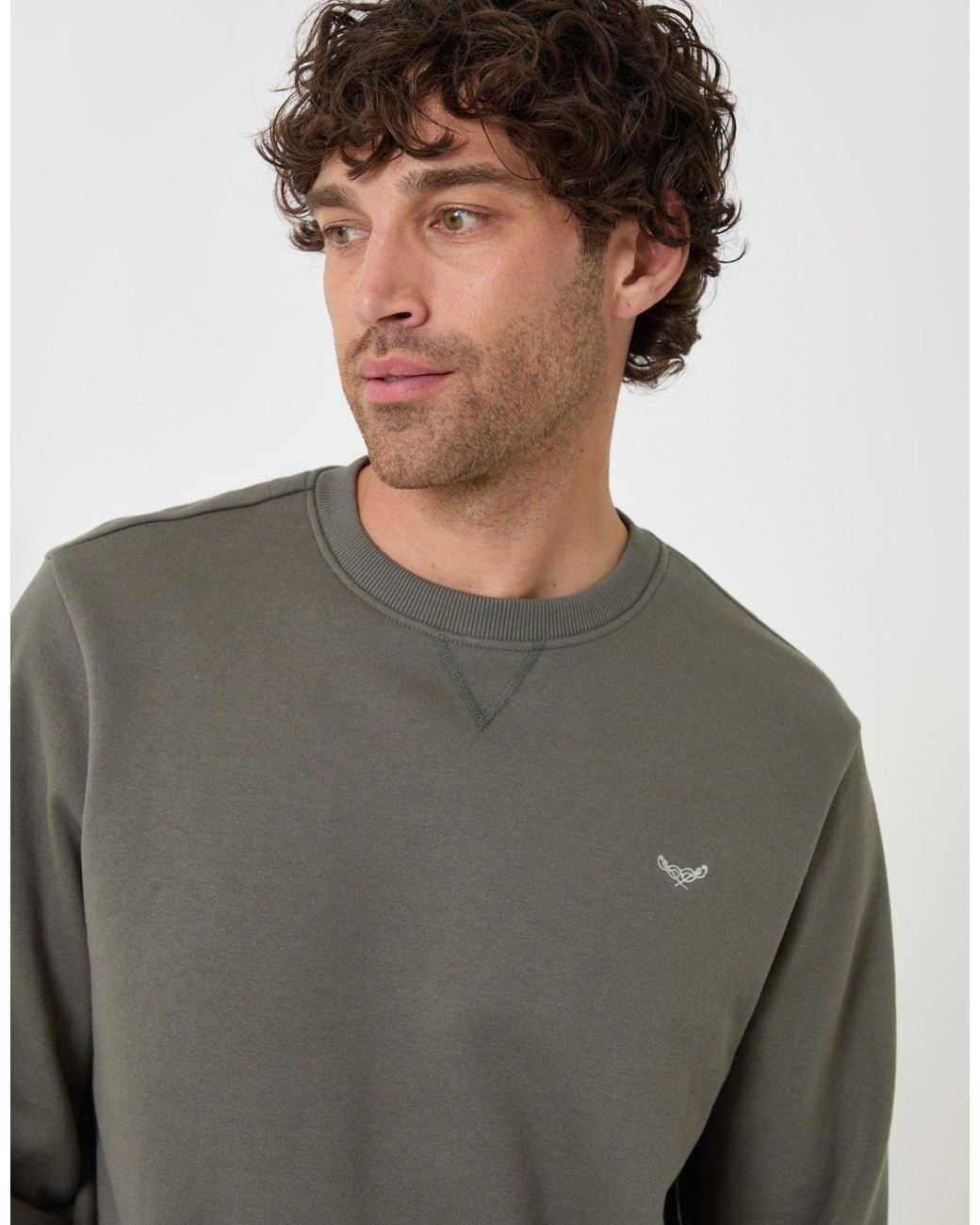 Threadbare Gray The Essential Cotton Rich Crew Neck Sweatshirt for men