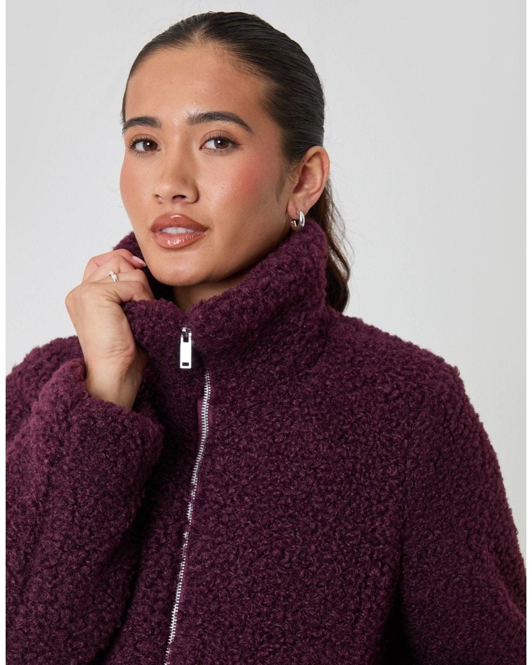 Threadbare Purple The Staple Funnel Neck Borg Bomber Jacket