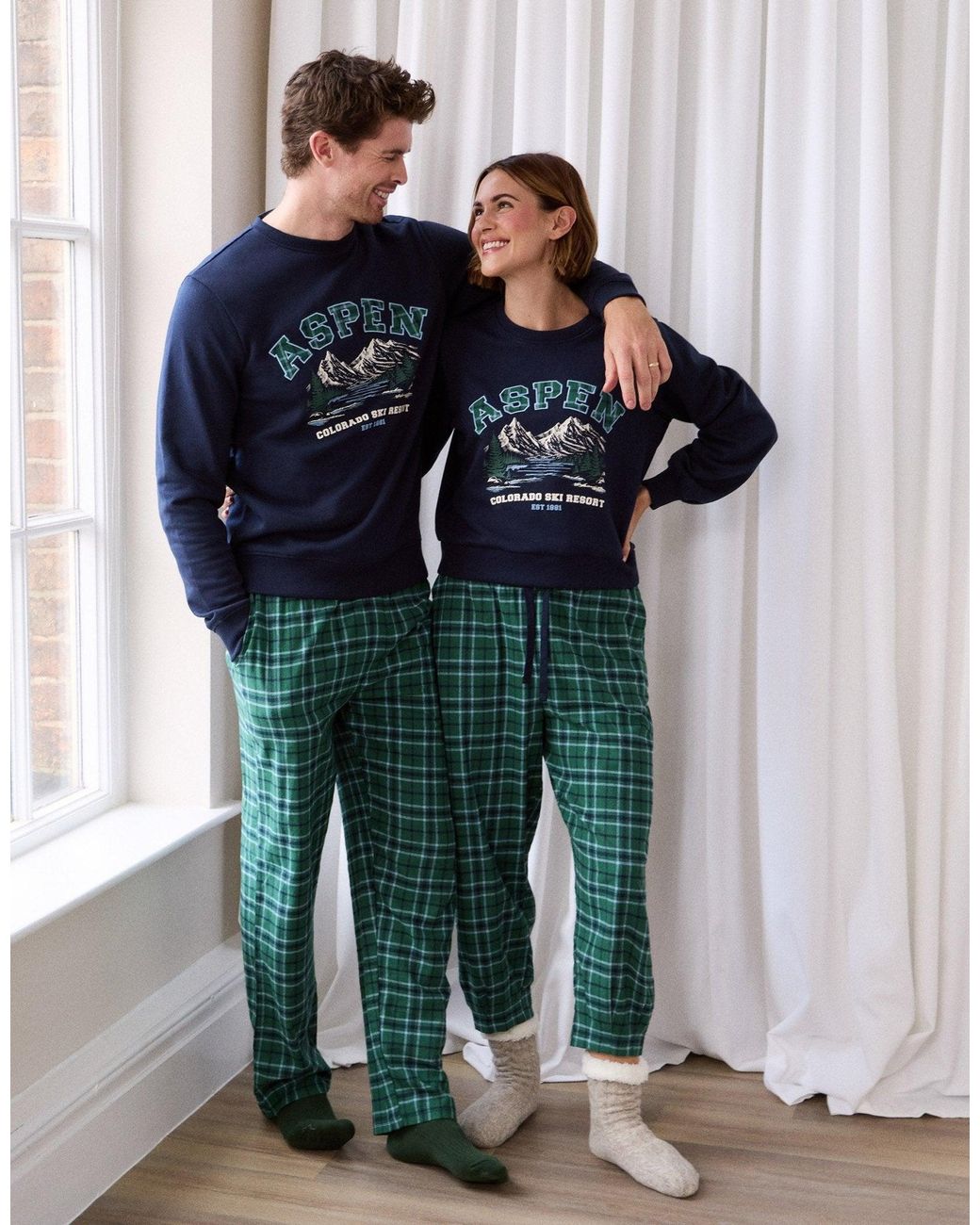 Threadbare Green Sweatshirt & Barrel Leg Trousers Pyjama Set