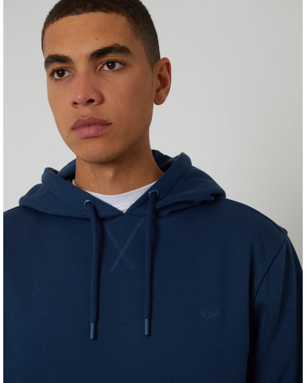 Threadbare Blue The Essential Cotton Rich Overhead Hoodie for men