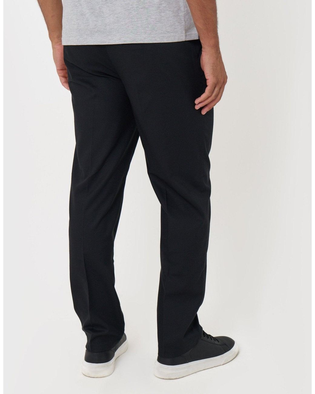 Threadbare White Straight Fit Drawcord Trousers for men