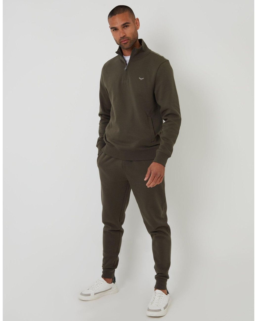 Threadbare Black 2 Pack Quarter Zip Sweatshirts for men