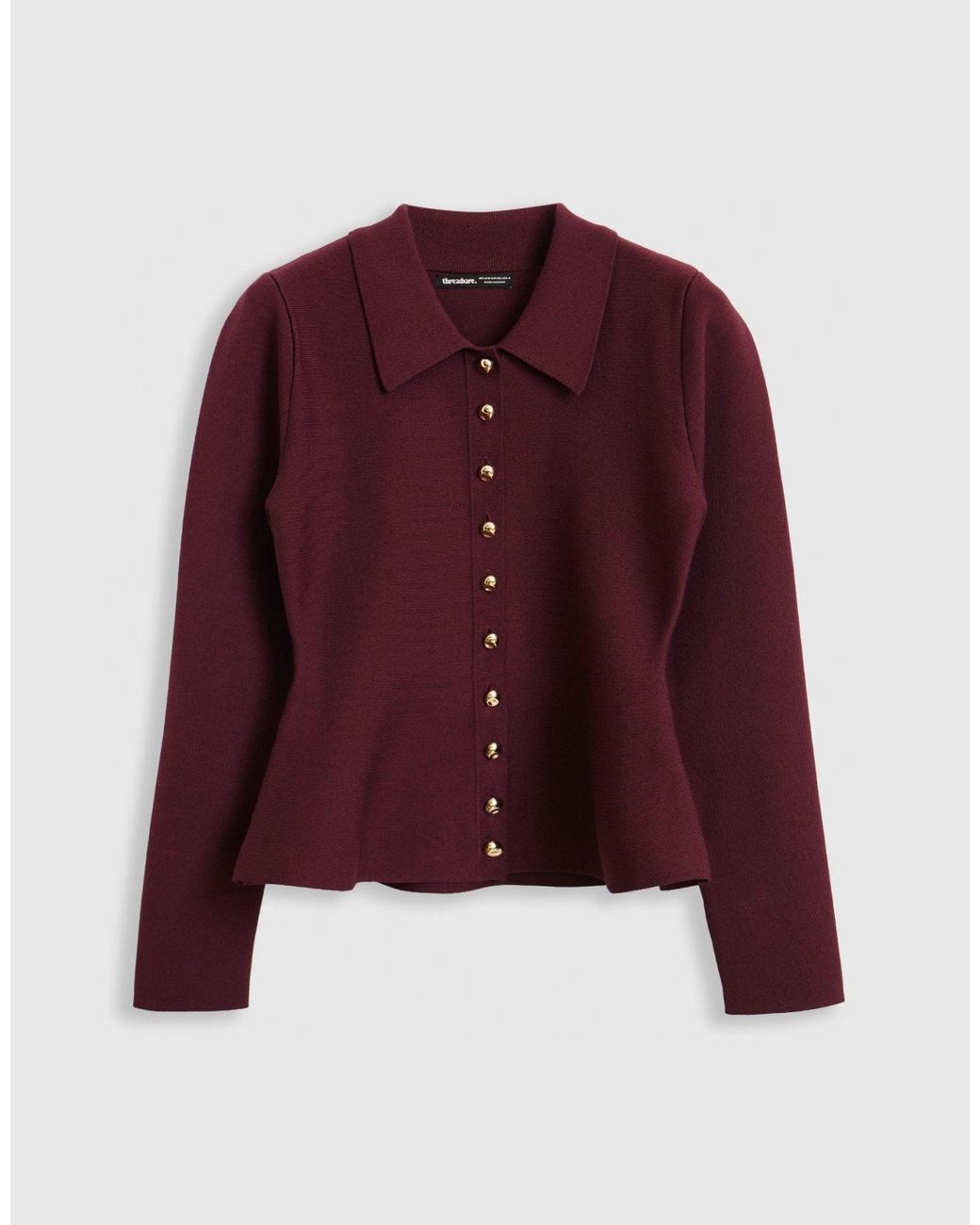 Threadbare Purple Compact Knit Peplum Cardigan