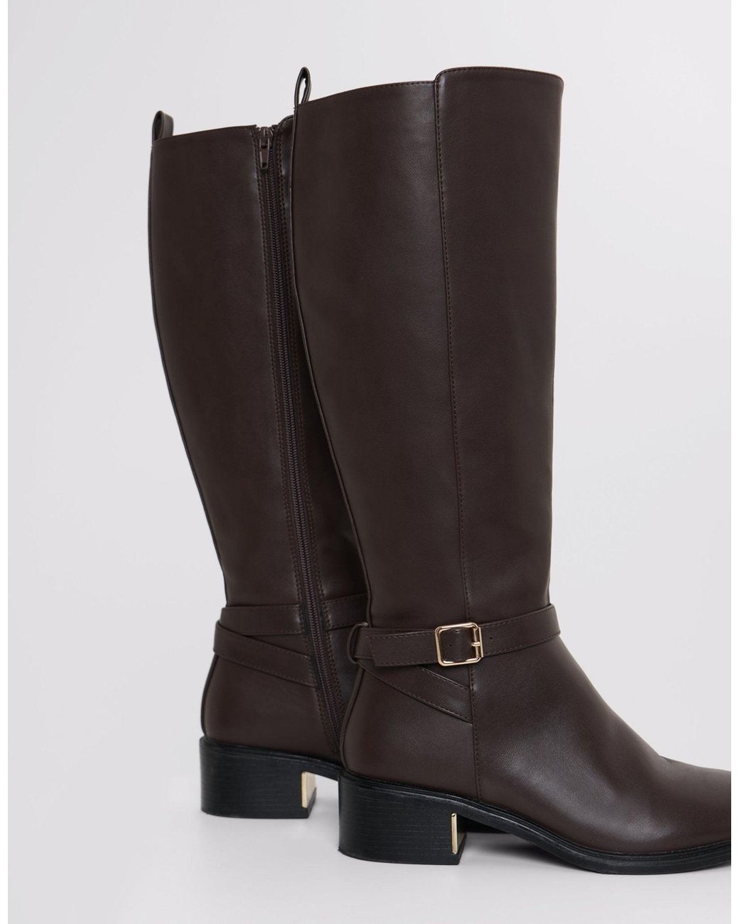 Threadbare Black Faux Leather Riding Boots