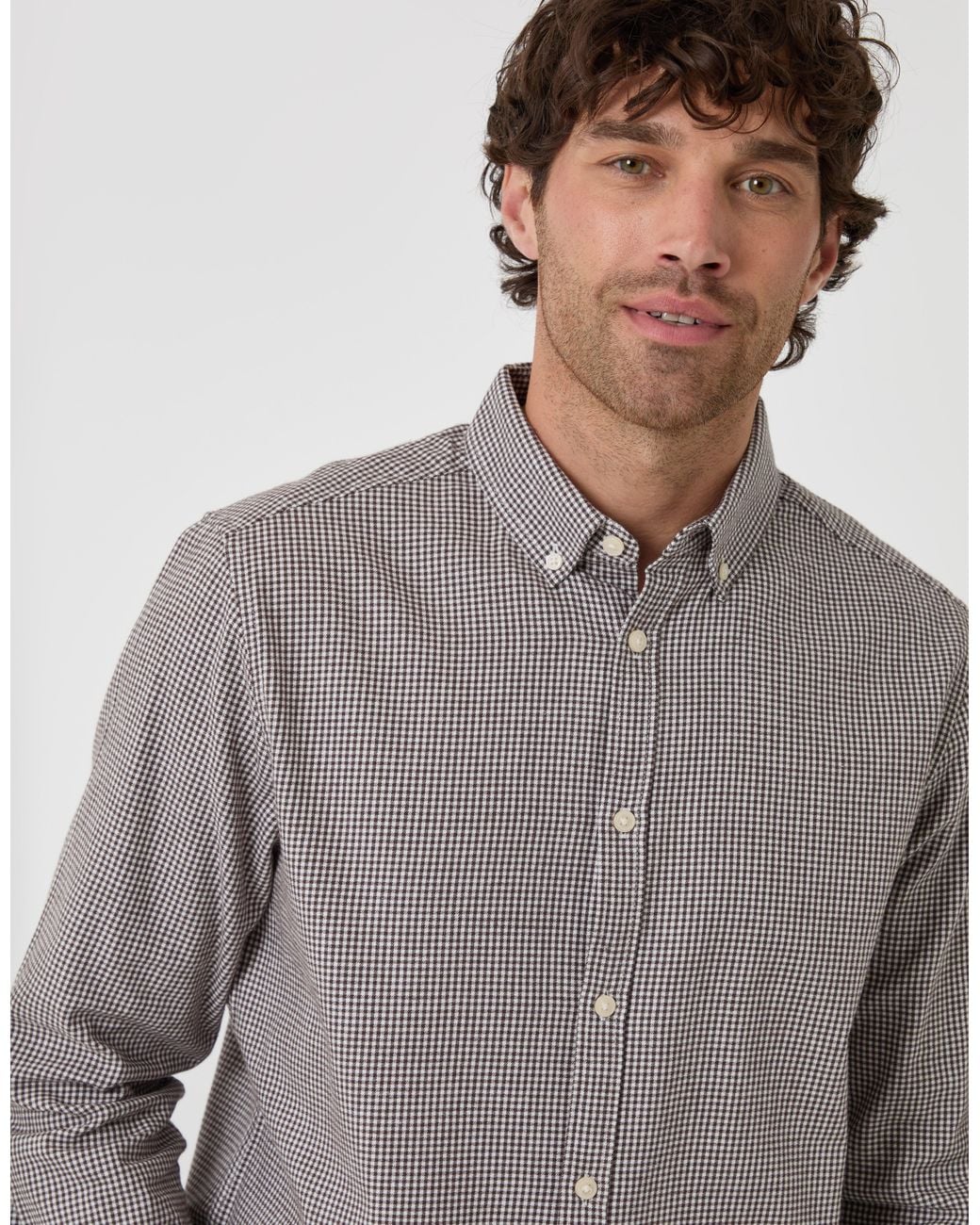 Threadbare Gray Brushed Cotton Flannel Shirt for men