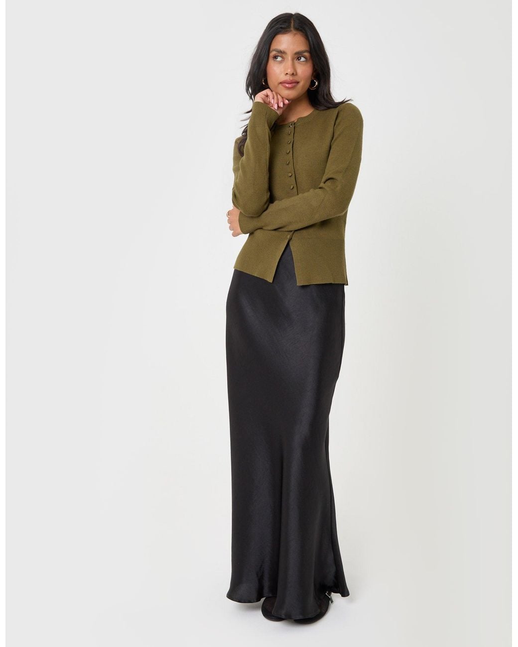 Threadbare Green Crew Neck Compact Knitted Cardigan