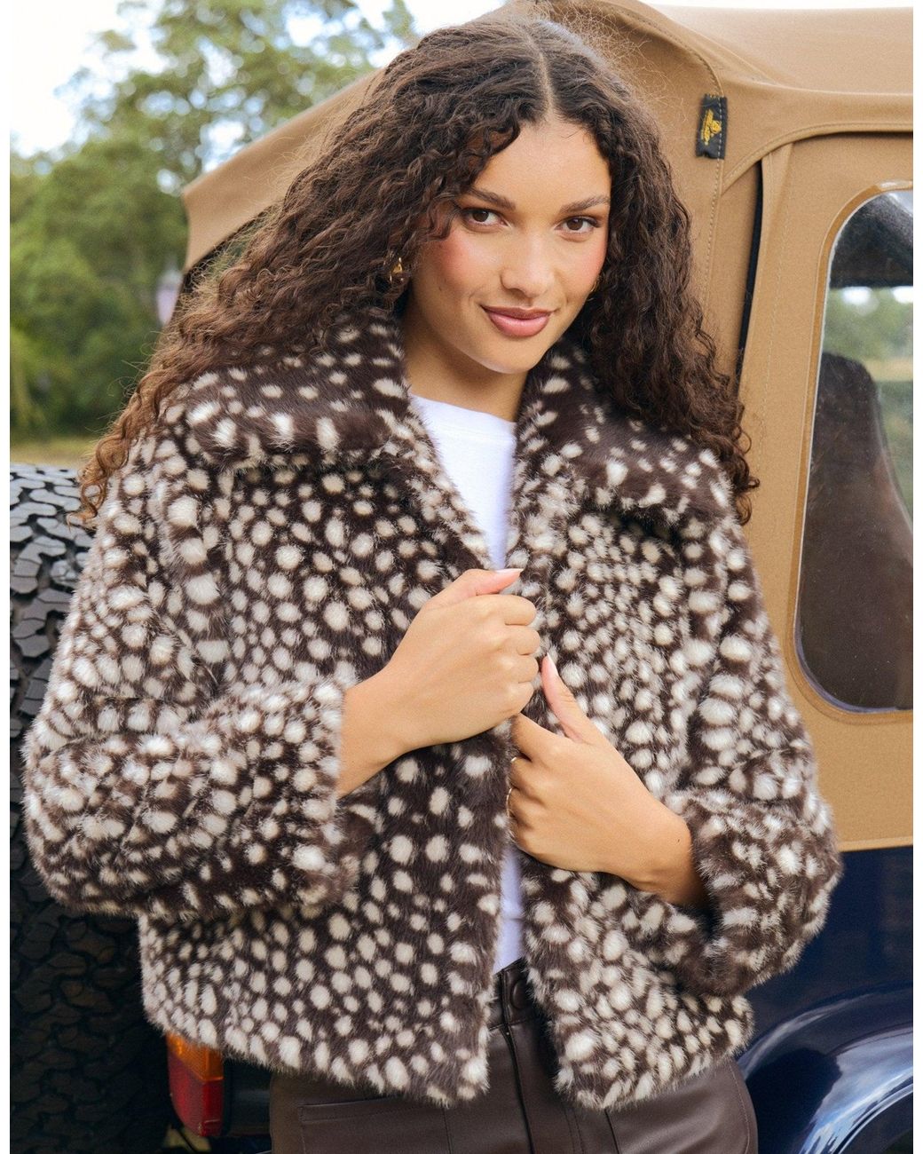 Threadbare Metallic Collared Faux Fur Jacket