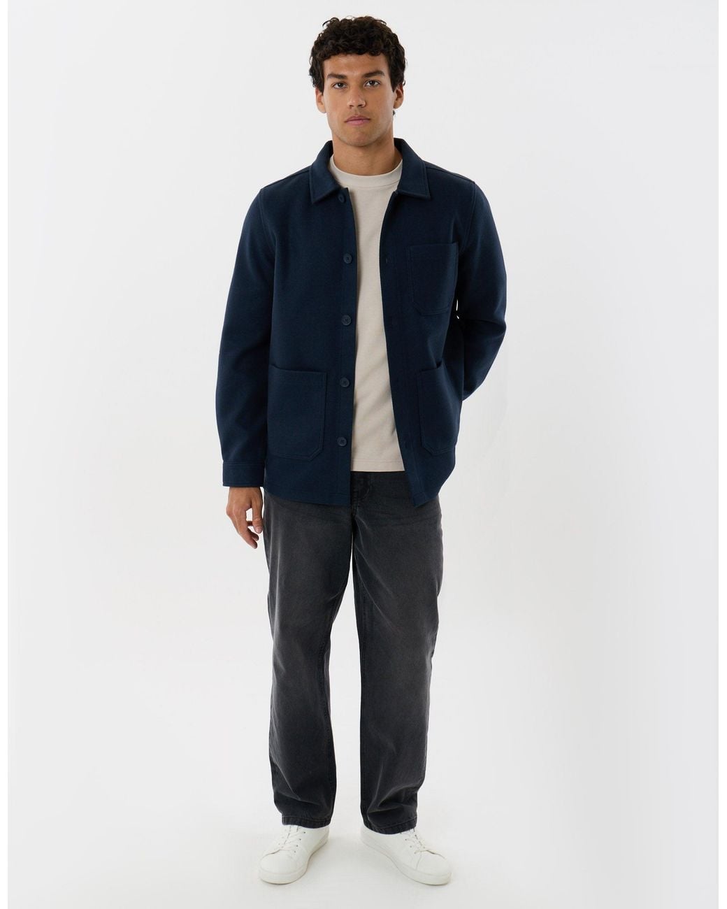 Threadbare Blue Long Sleeve Button Up Shacket for men