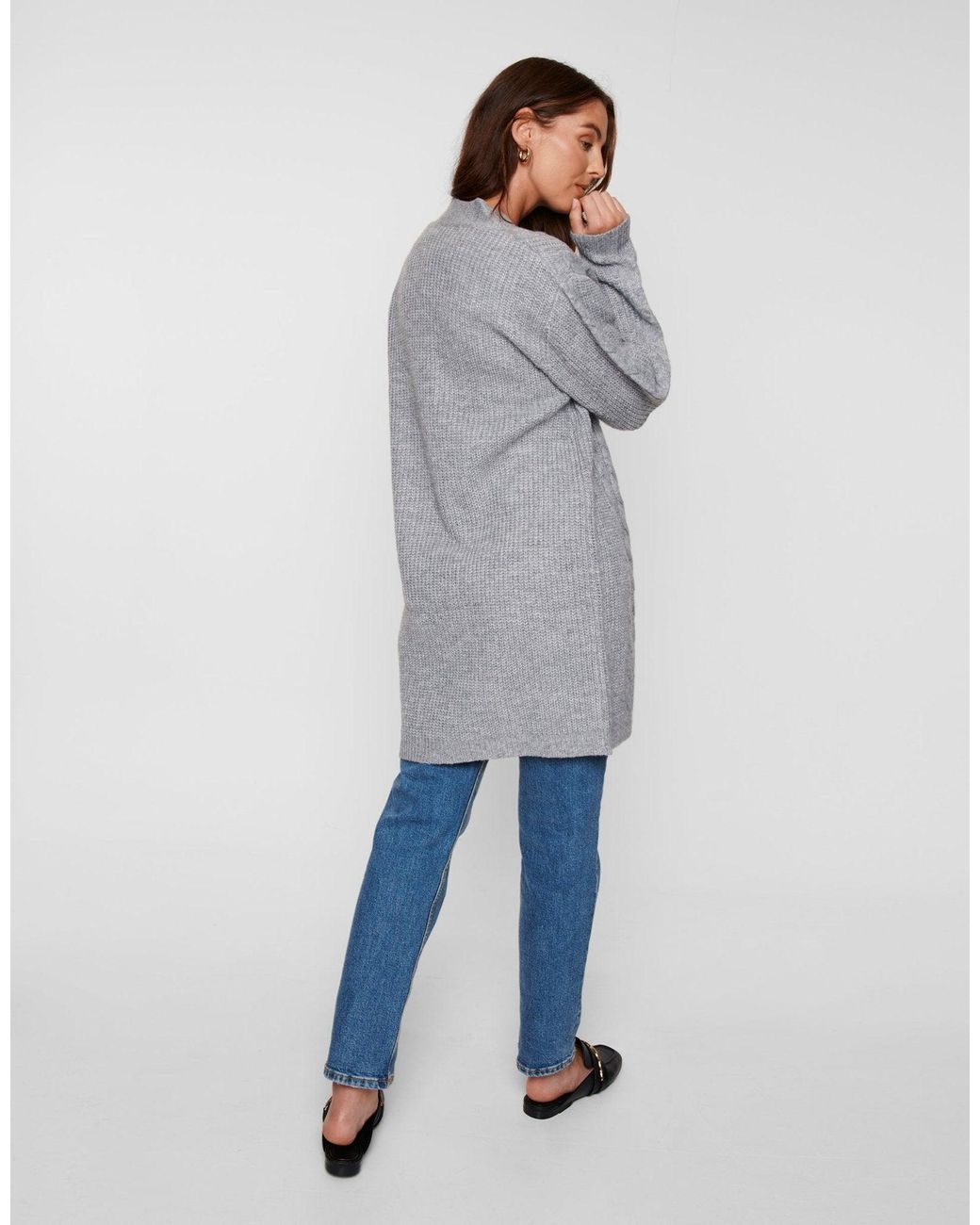 Threadbare Gray Cable Knit Cardigan
