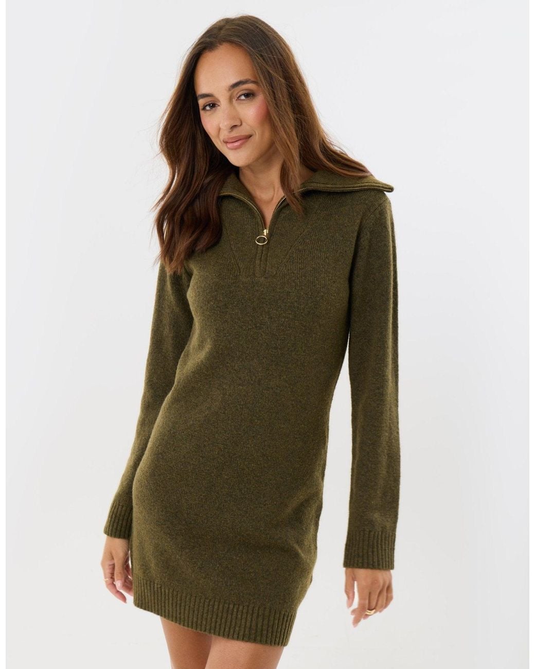 Threadbare Green The Classic Brushed Knit Mini Dress