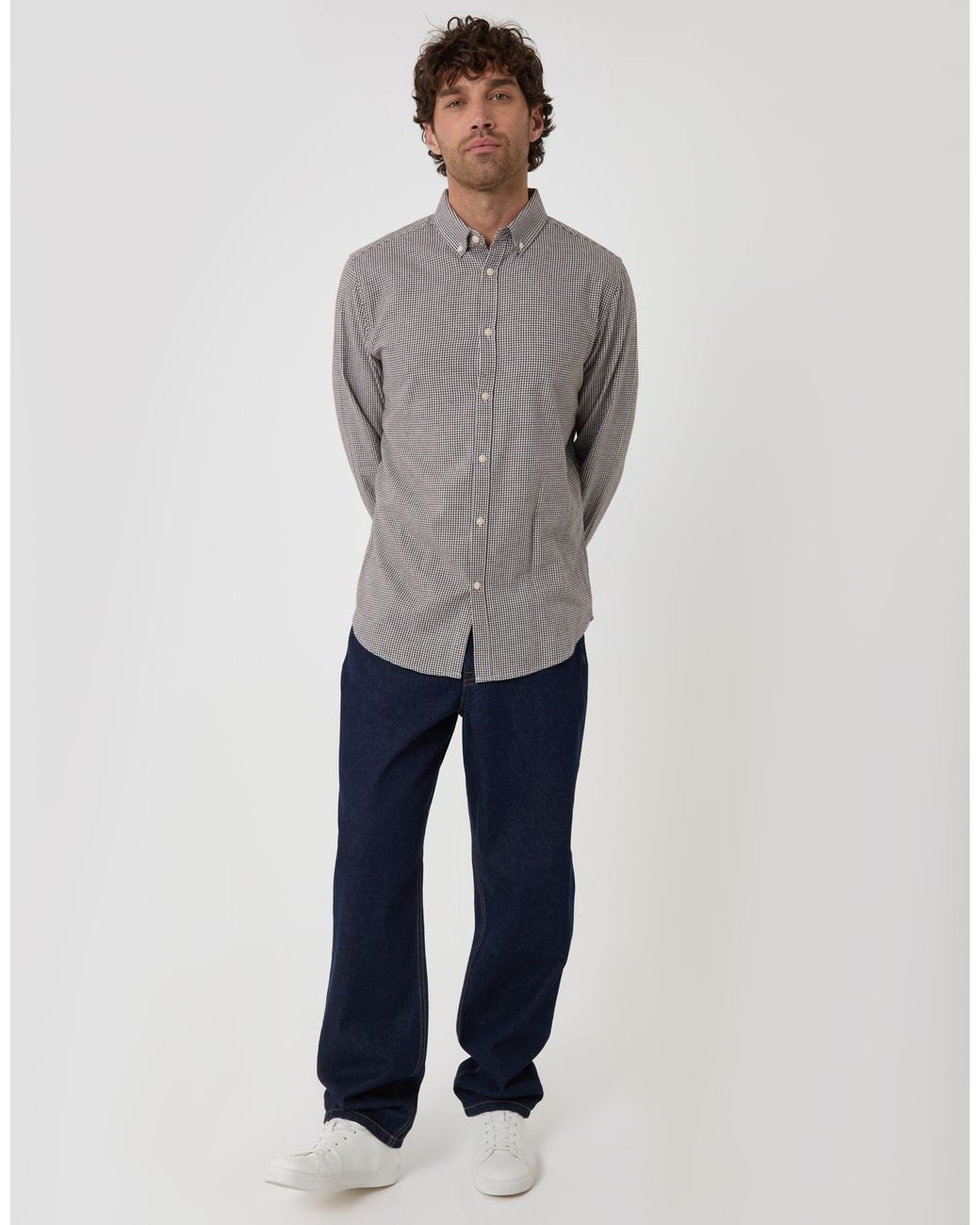Threadbare Gray Brushed Cotton Flannel Shirt for men