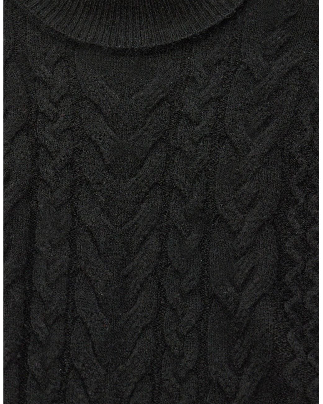 Threadbare Black Cable Knit Roll Neck Jumper for men
