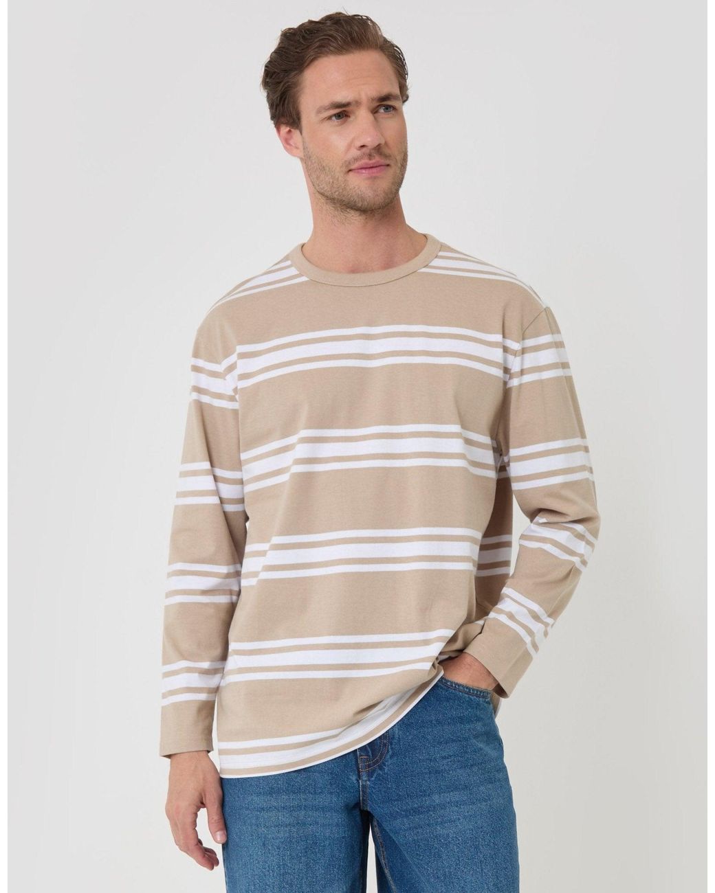 Threadbare Blue Cotton Jersey Long Sleeve T-Shirt for men