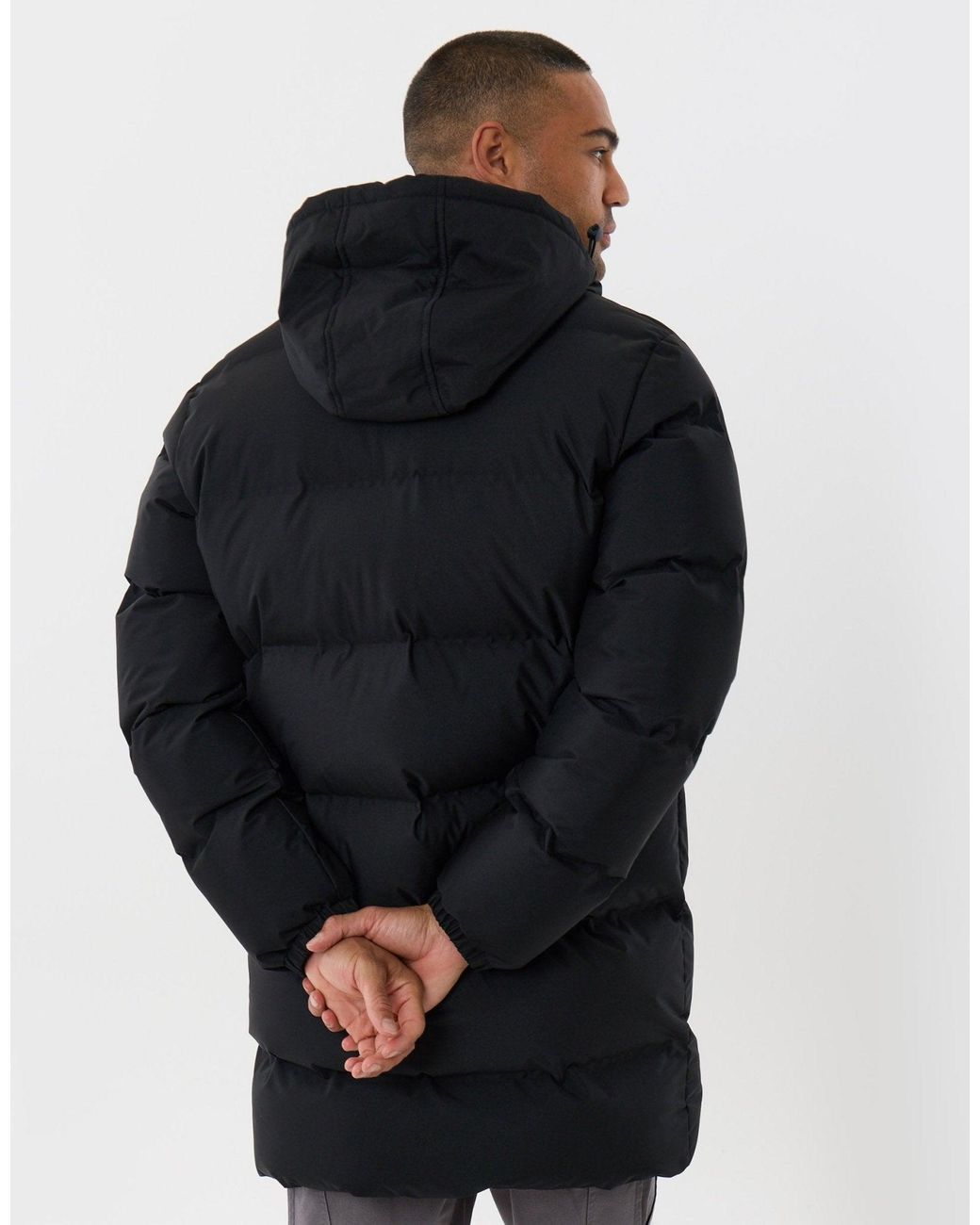 Threadbare Blue Showerproof Longline Puffer Coat for men