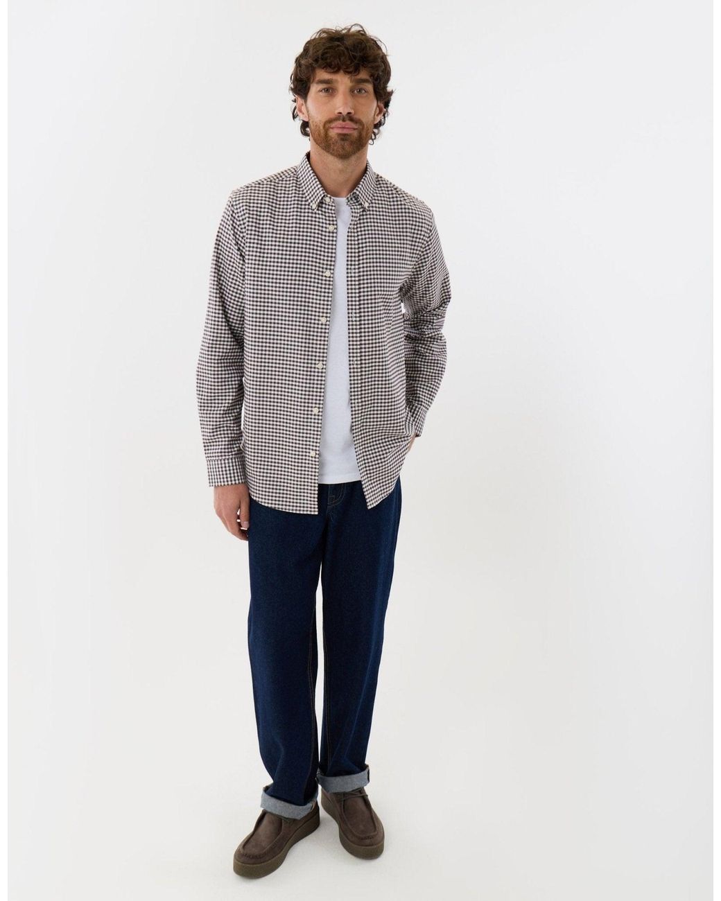 Threadbare Gray Regular Fit Cotton Oxford Shirt for men