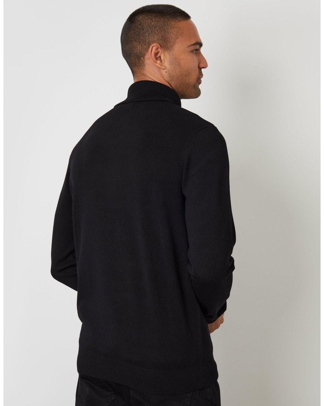 Threadbare Blue Knitted Roll Neck Jumper for men