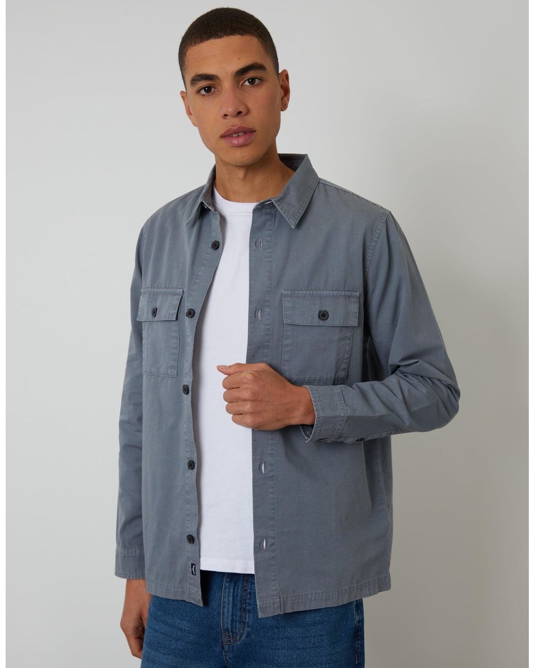 Threadbare Blue Lightweight Shacket for men