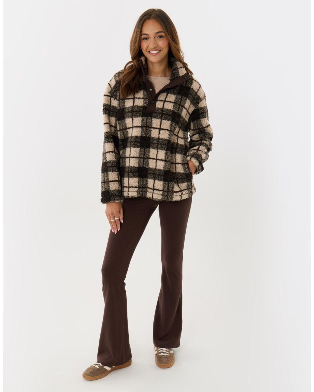 Threadbare Brown Borg Funnel Neck Fleece