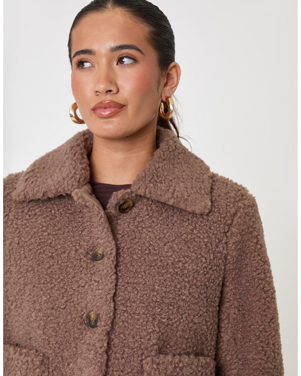 Threadbare Multicolor Borg Cropped Jacket