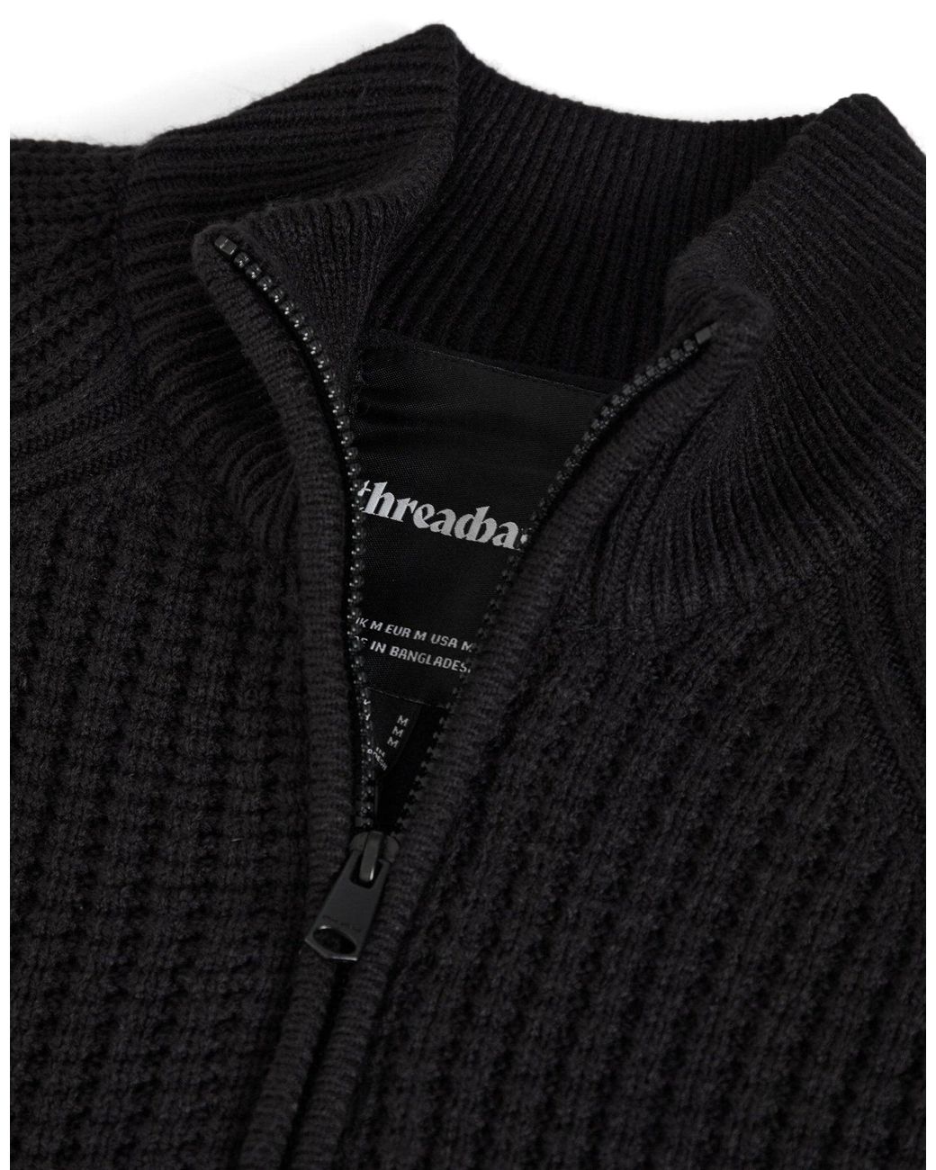 Threadbare Black Zip Up Microfleece Lined Cardigan for men