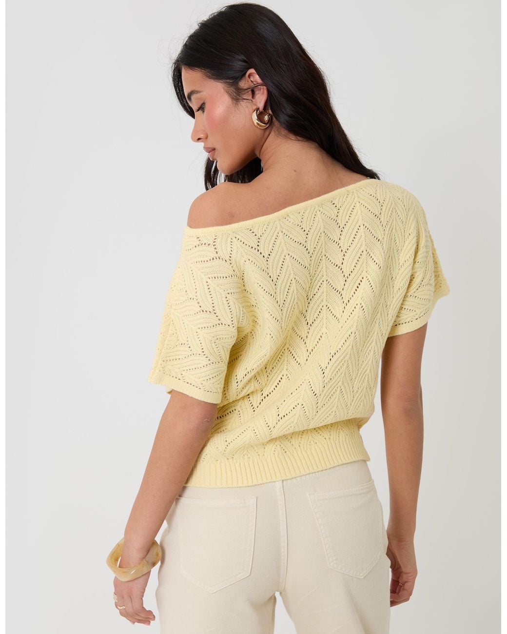 Threadbare Multicolor Crochet Style Slash Neck Top
