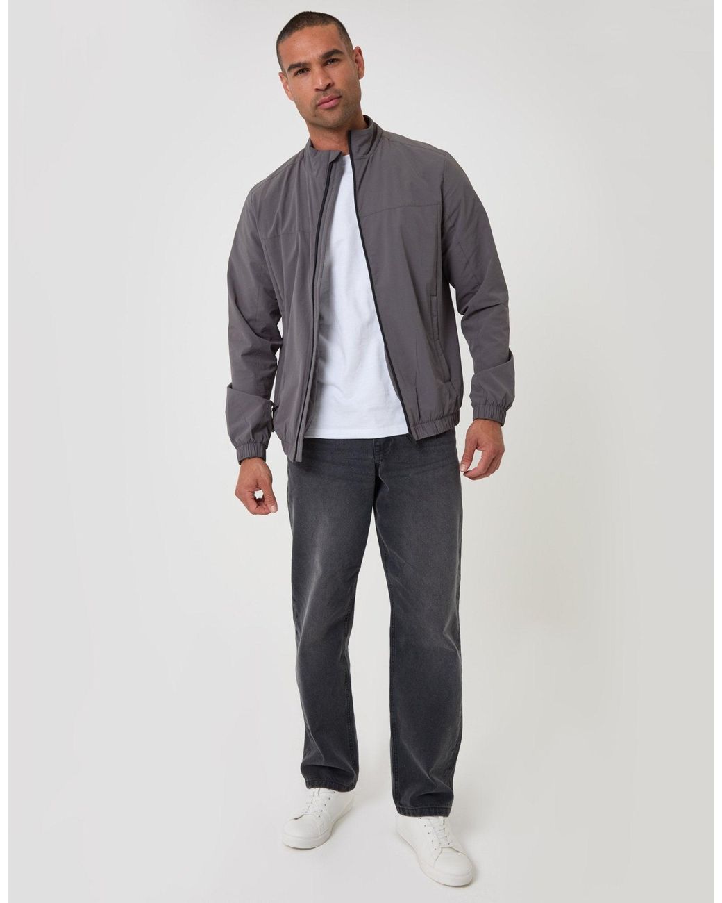 Threadbare Gray Showerproof Ripstop Harrington Jacket for men