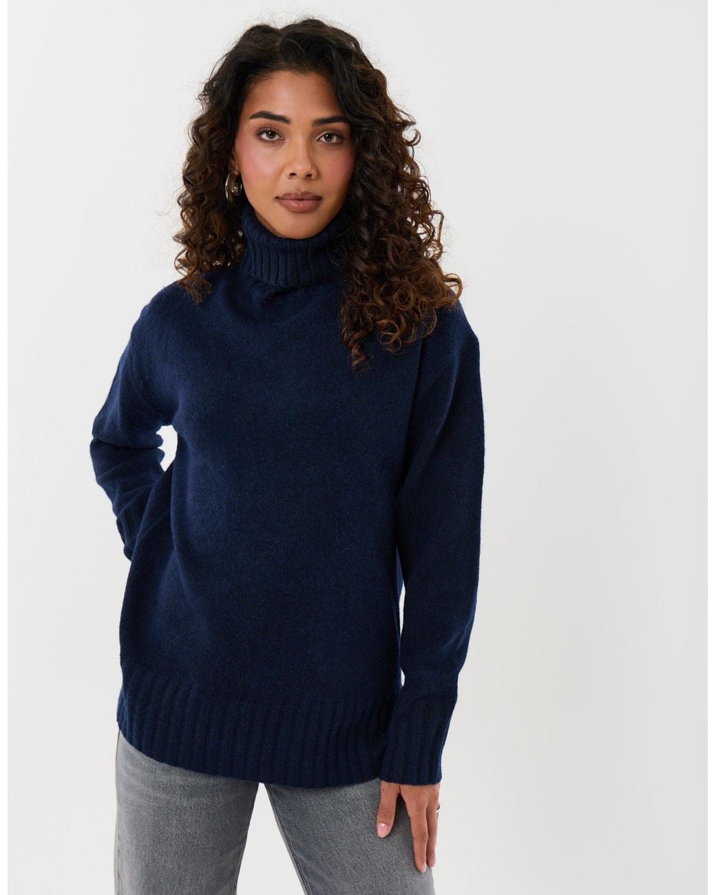 Threadbare Blue The Oversized Roll Neck Jumper