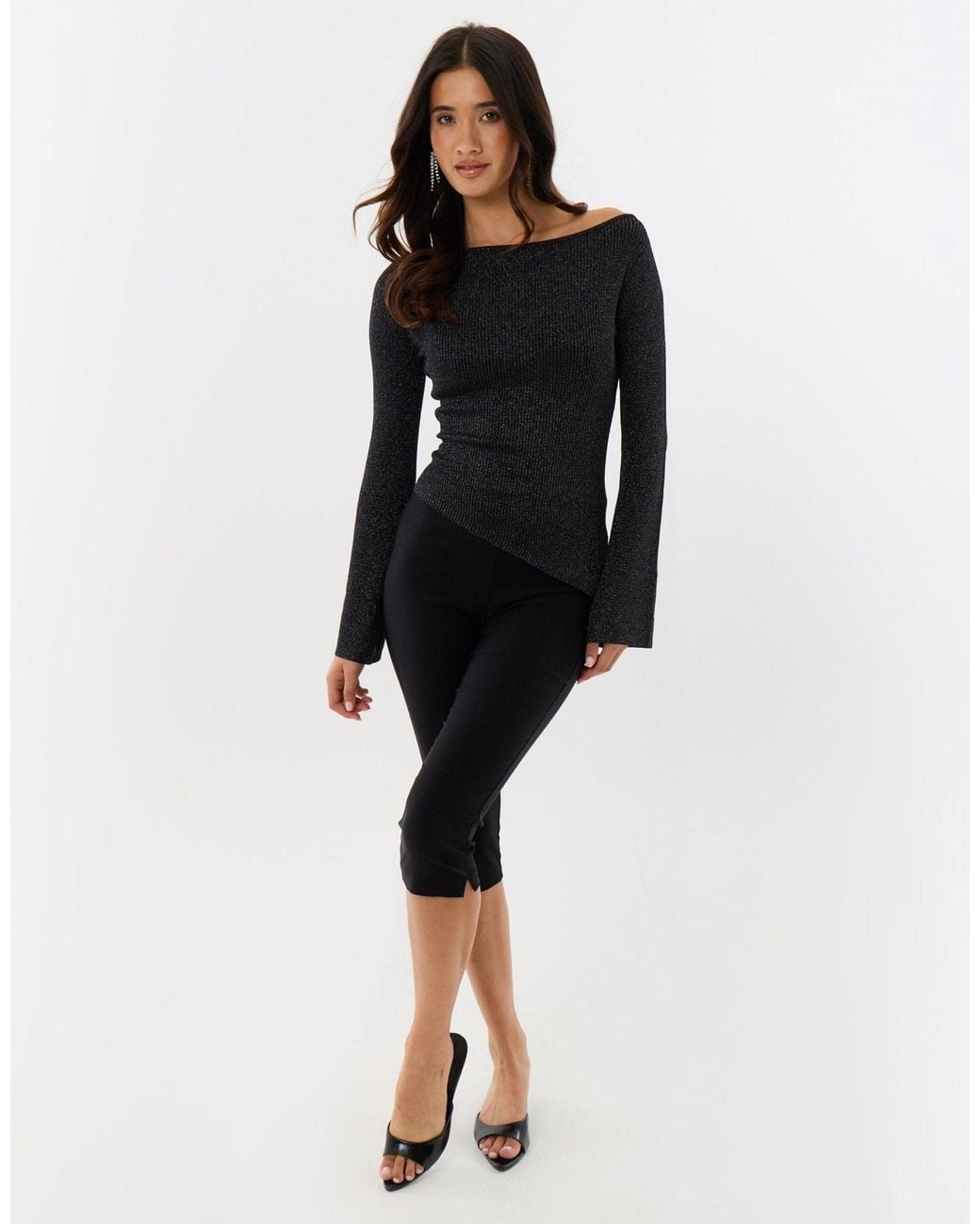 Threadbare Black Asymmetric Knit Jumper