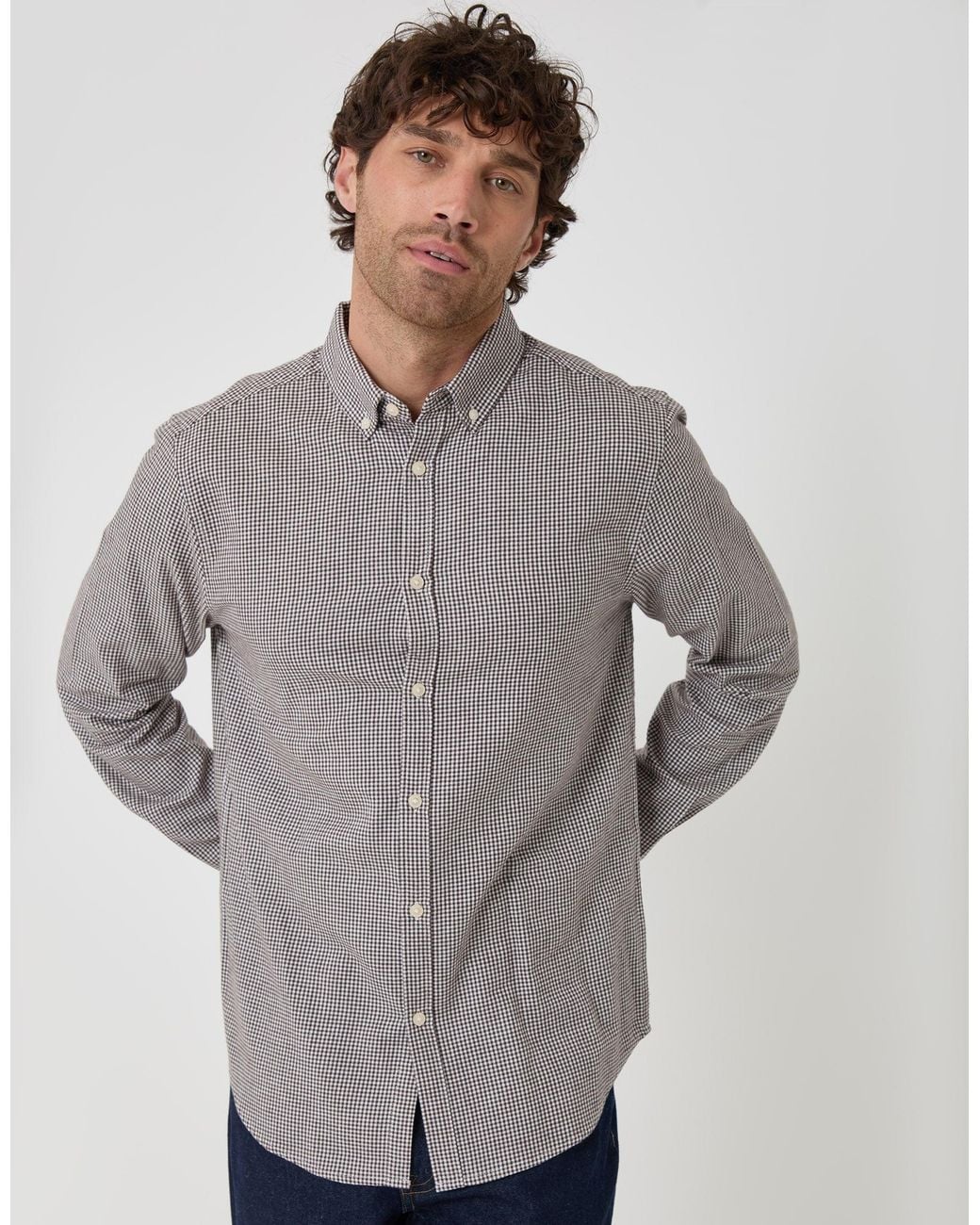 Threadbare Gray Brushed Cotton Flannel Shirt for men