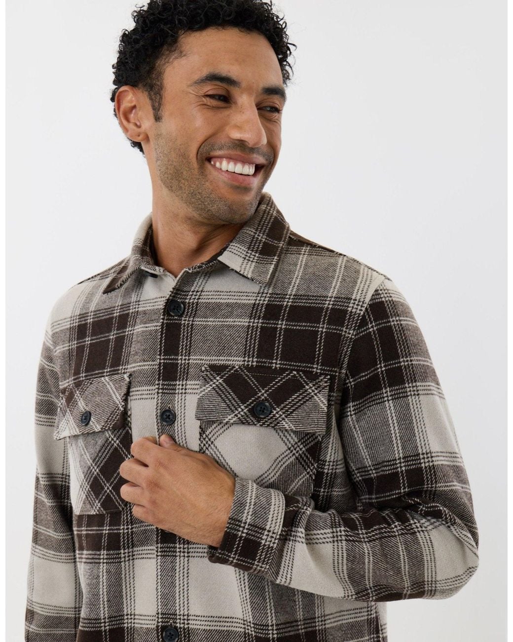 Threadbare Gray Lightweight Shacket With Pockets for men