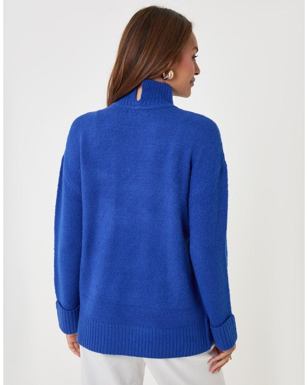 Threadbare Blue Relaxed Fit Funnel Neck Jumper
