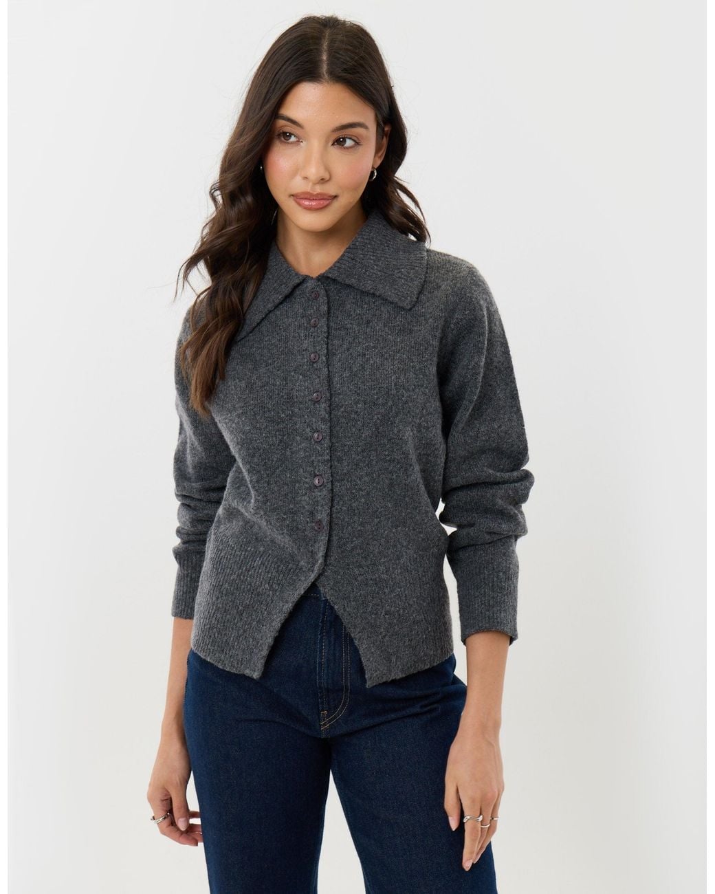 Threadbare Gray Polo Button Up Cardigan