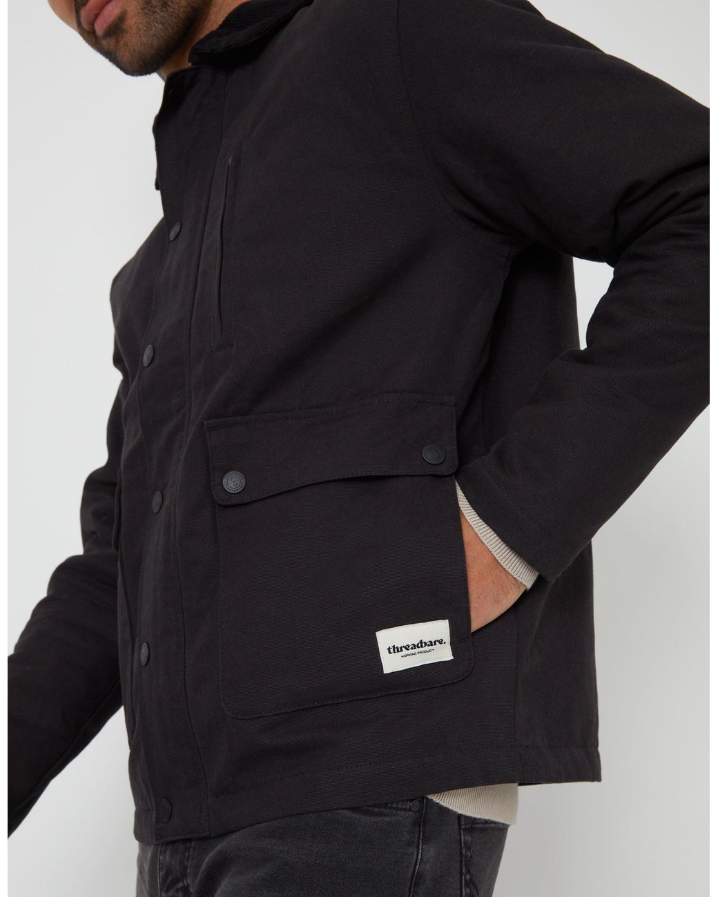 Threadbare Black Collared Lightweight Jacket for men