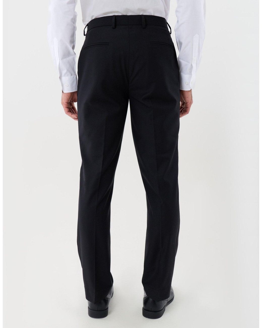 Threadbare Black Tailored Fit Satin Seam Suit Trousers for men