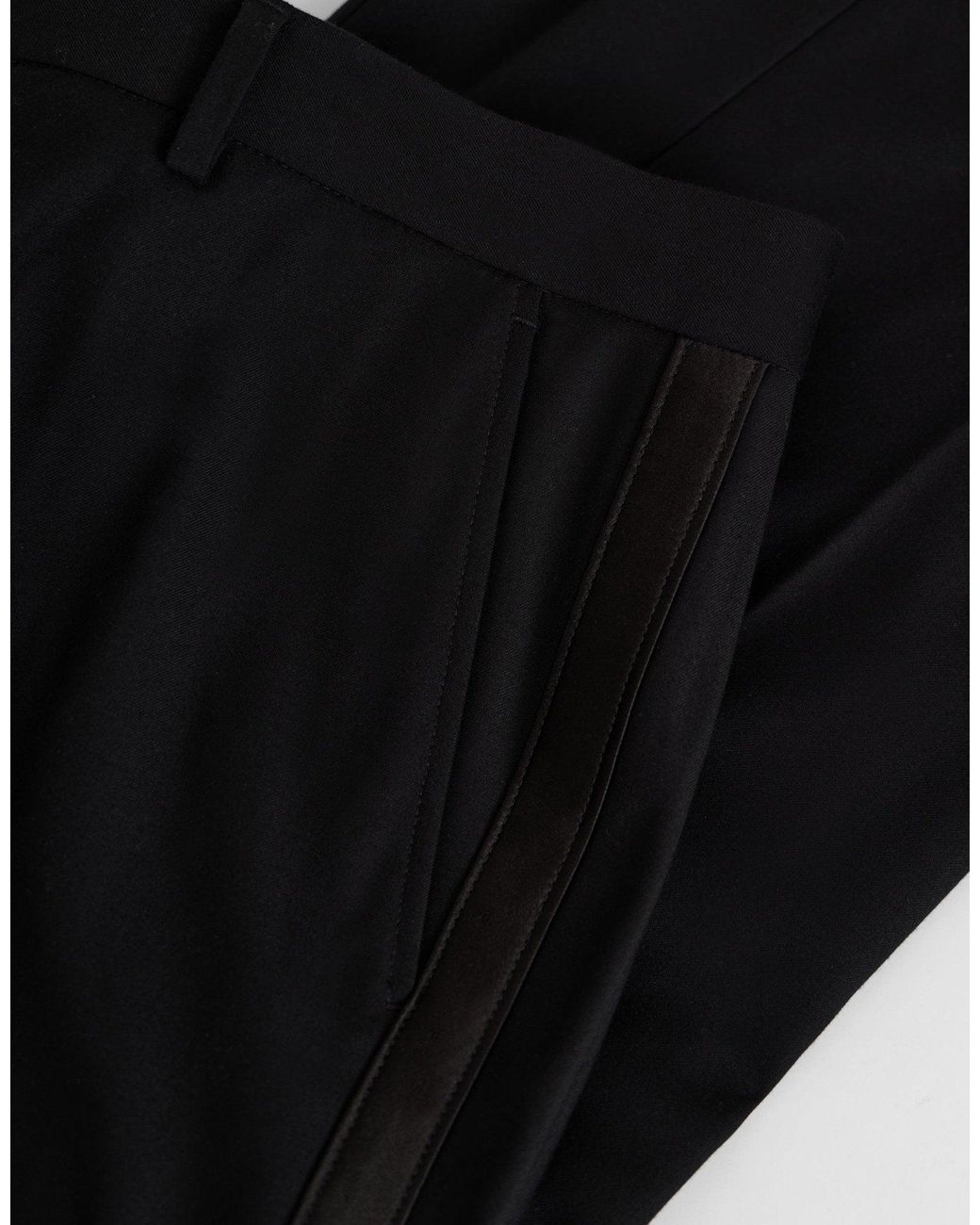 Threadbare Black Tailored Fit Satin Seam Suit Trousers for men