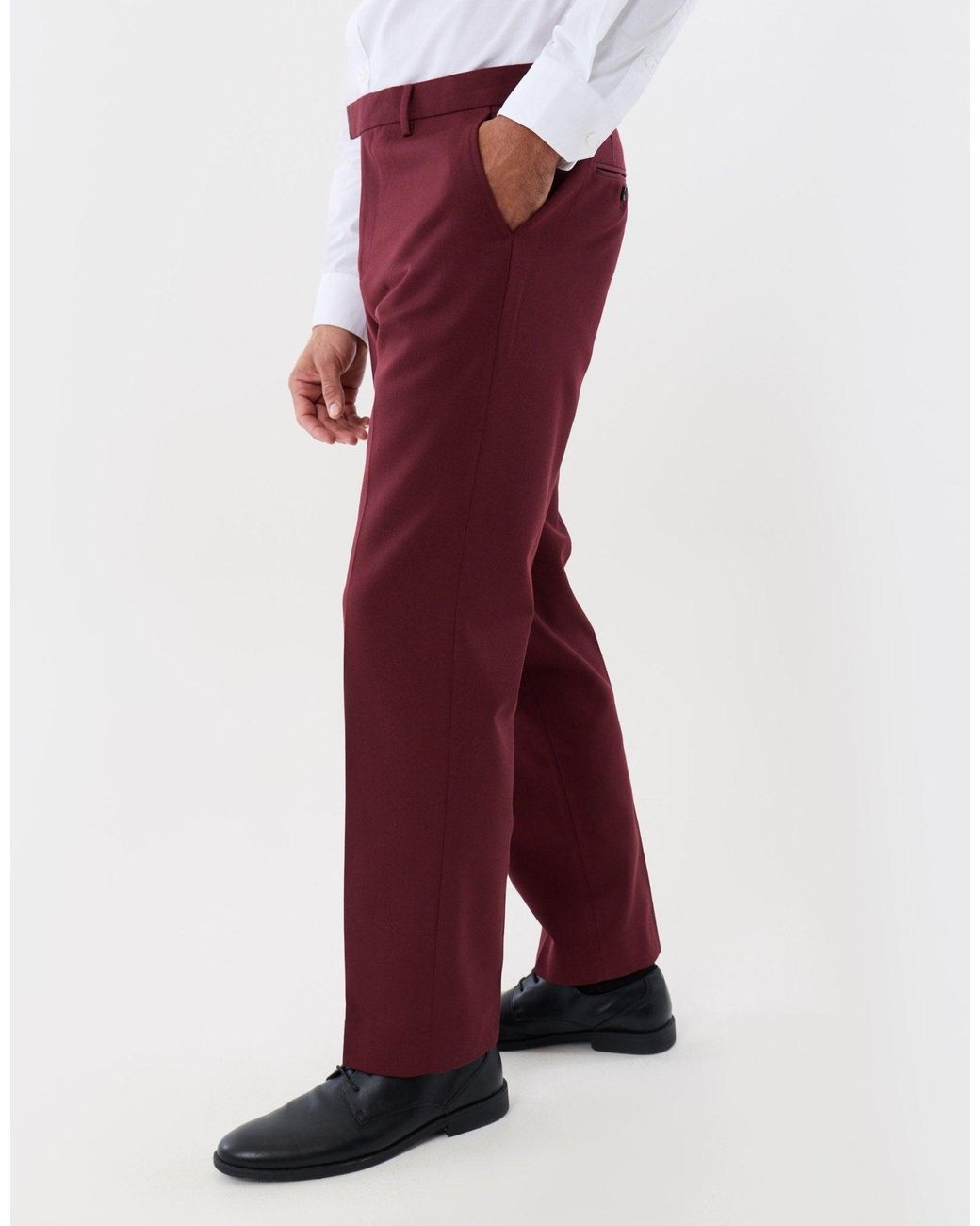 Threadbare White Tailored Fit Suit Trousers for men
