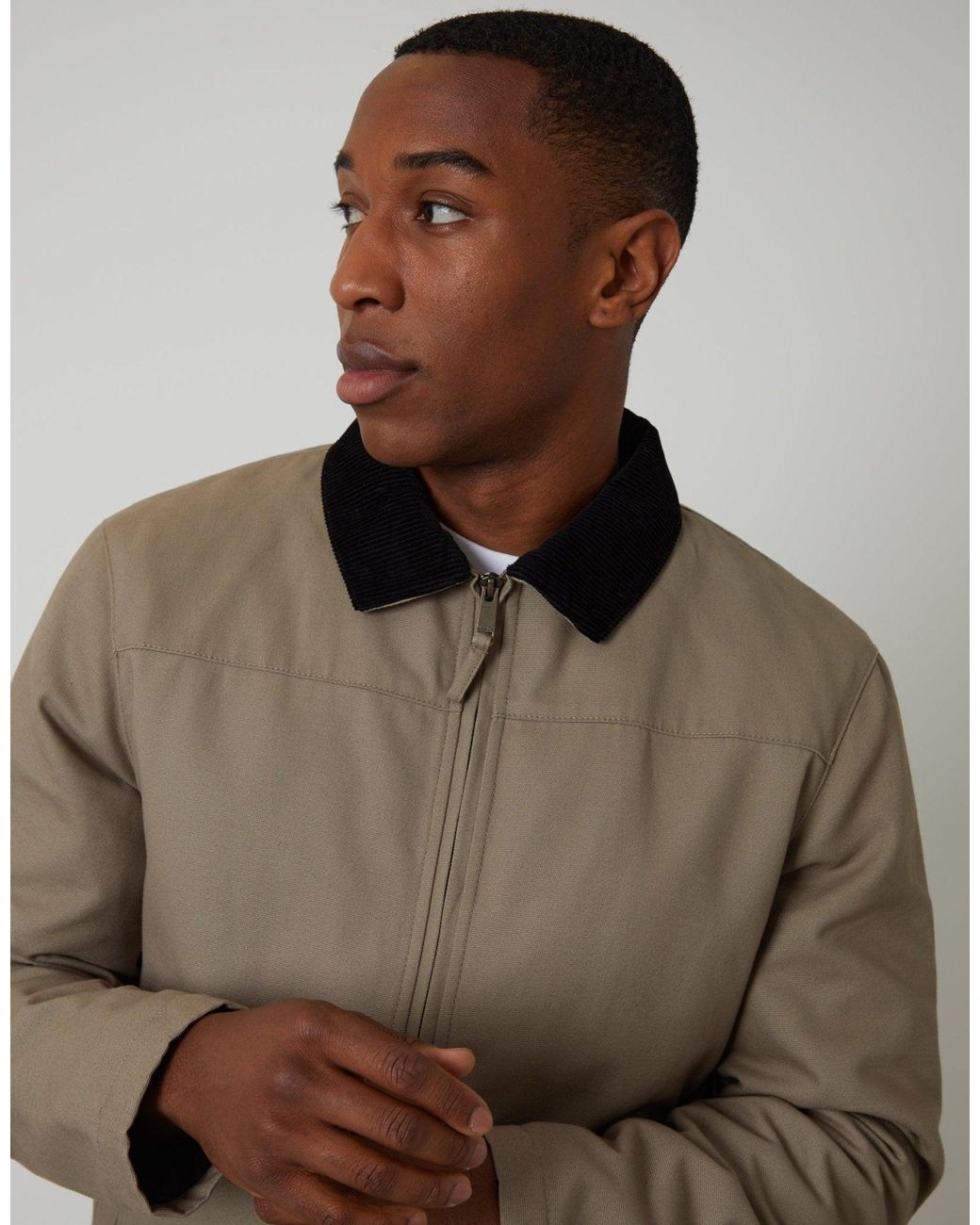 Threadbare Brown Zip-Through Lightweight Jacket With Quilting for men