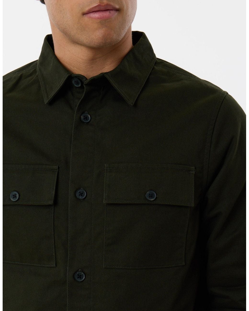 Threadbare Black Cotton Twill Flannel Lined Shacket for men