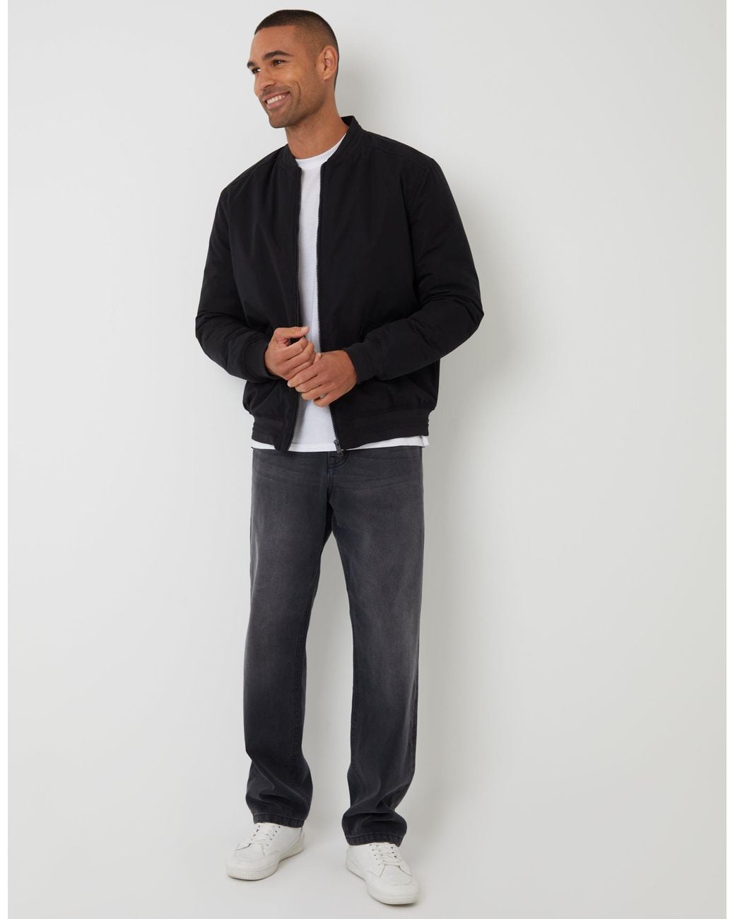 Threadbare Black Padded Bomber Jacket for men