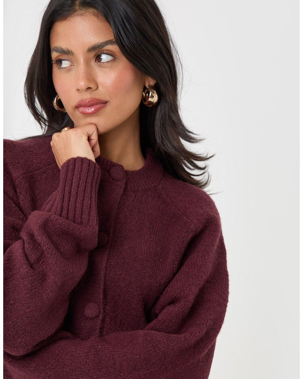 Threadbare Red The Relaxed Knitted Cardigan