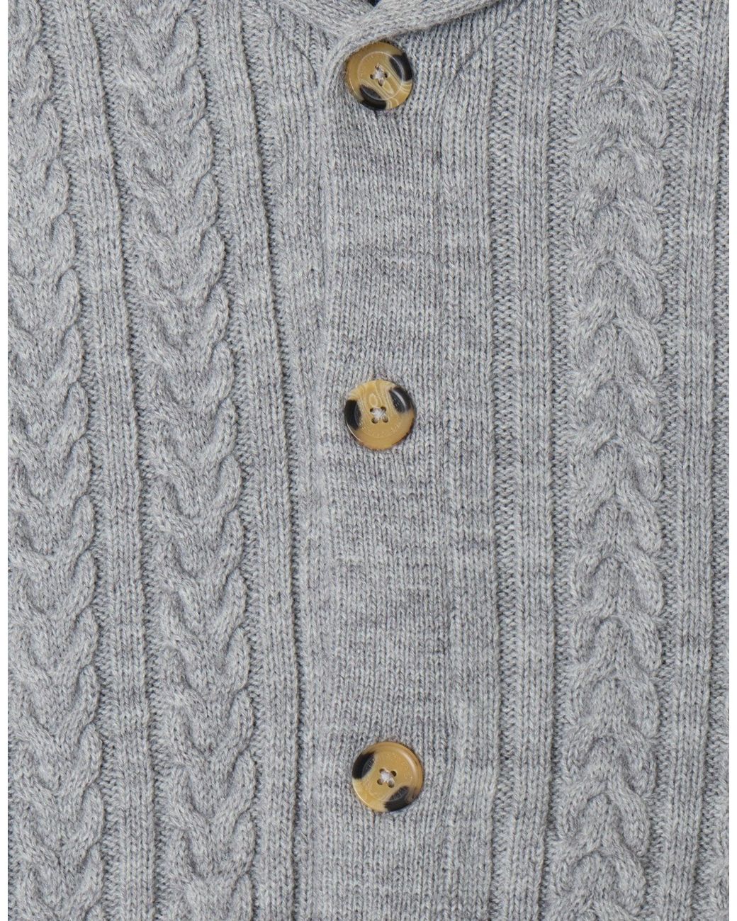Threadbare Gray Cable Knit Shawl Cardigan for men