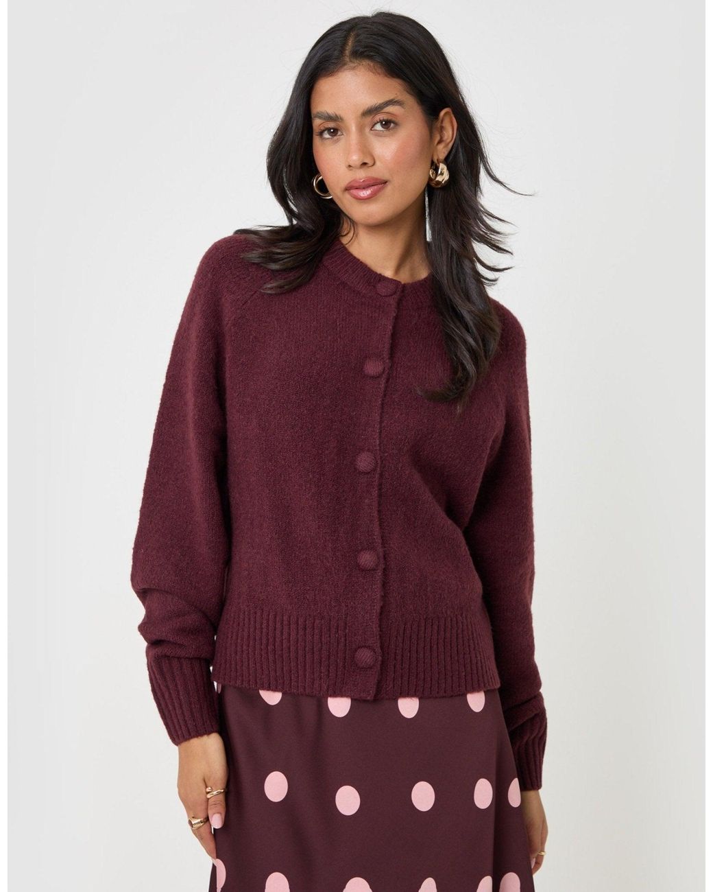 Threadbare Red The Relaxed Knitted Cardigan