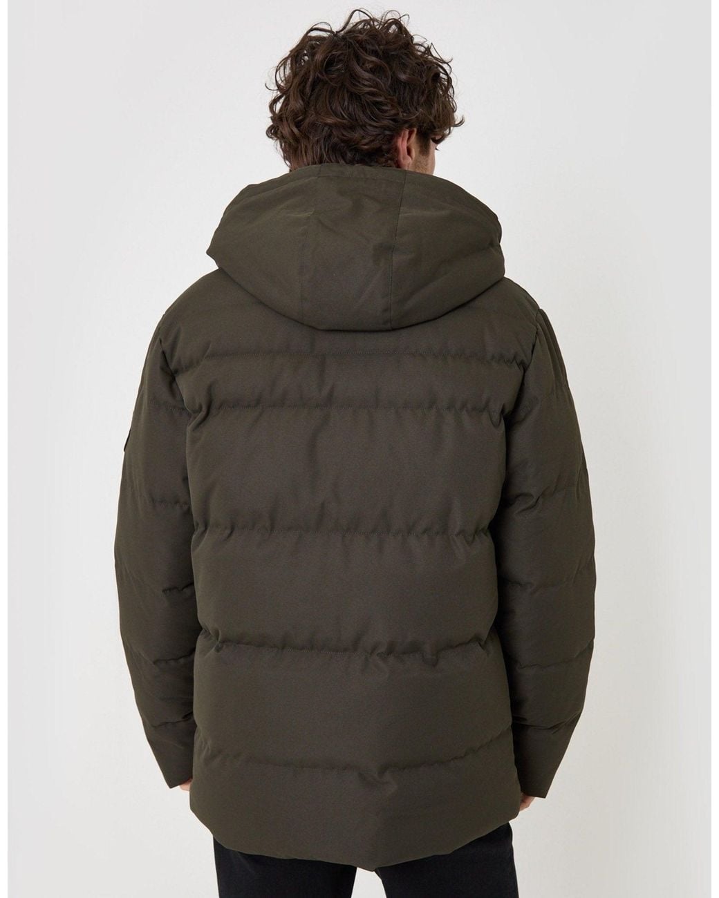 Threadbare Gray Showerproof Hooded Puffer Coat With Borg Lined Hood for men