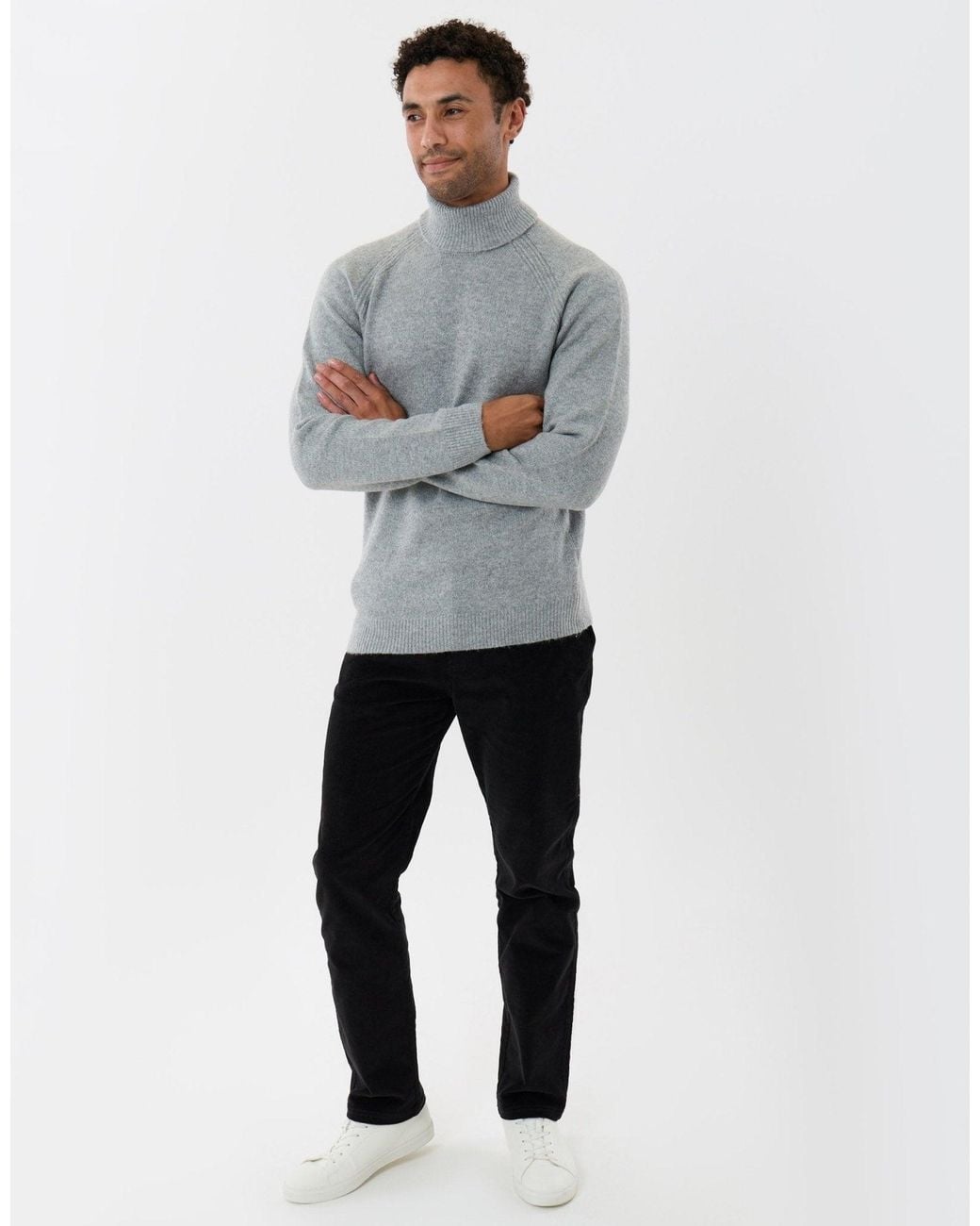 Threadbare Gray Raglan Sleeve Roll Neck Jumper for men