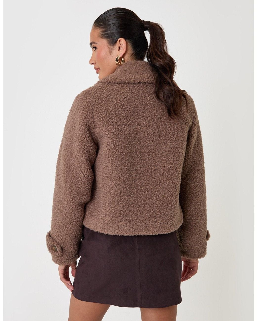 Threadbare Multicolor Borg Cropped Jacket