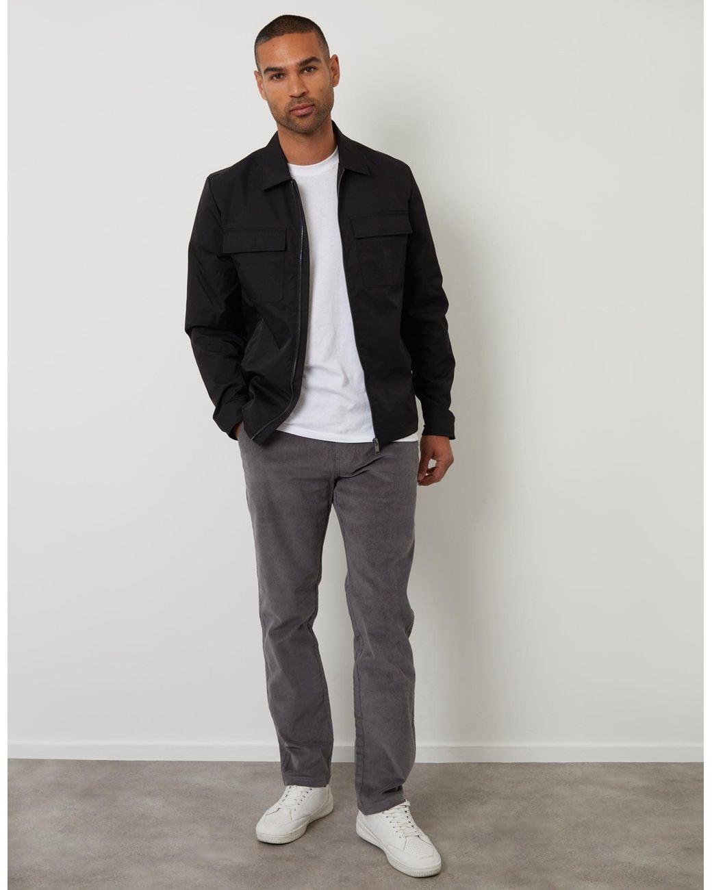 Threadbare Black Lightweight Collared Zip Up Jacket for men