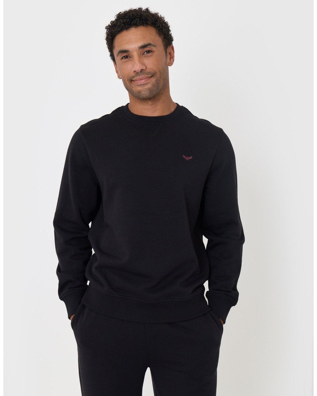 Threadbare Blue The Essential Cotton Rich Crew Neck Sweatshirt for men