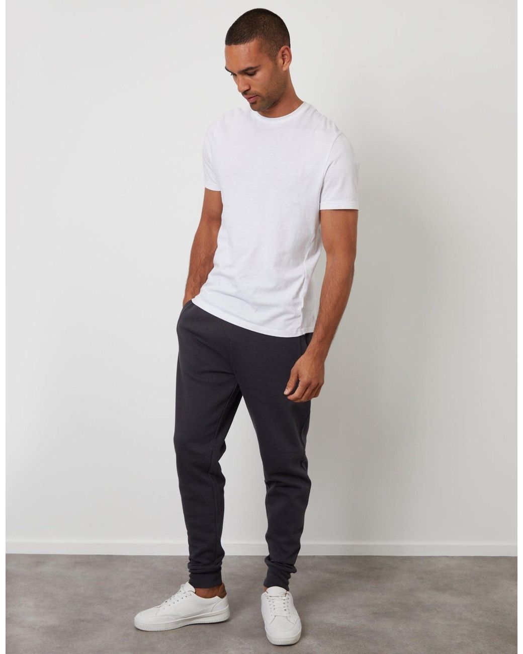 Threadbare Blue Regular Fit Cotton Rich Joggers for men